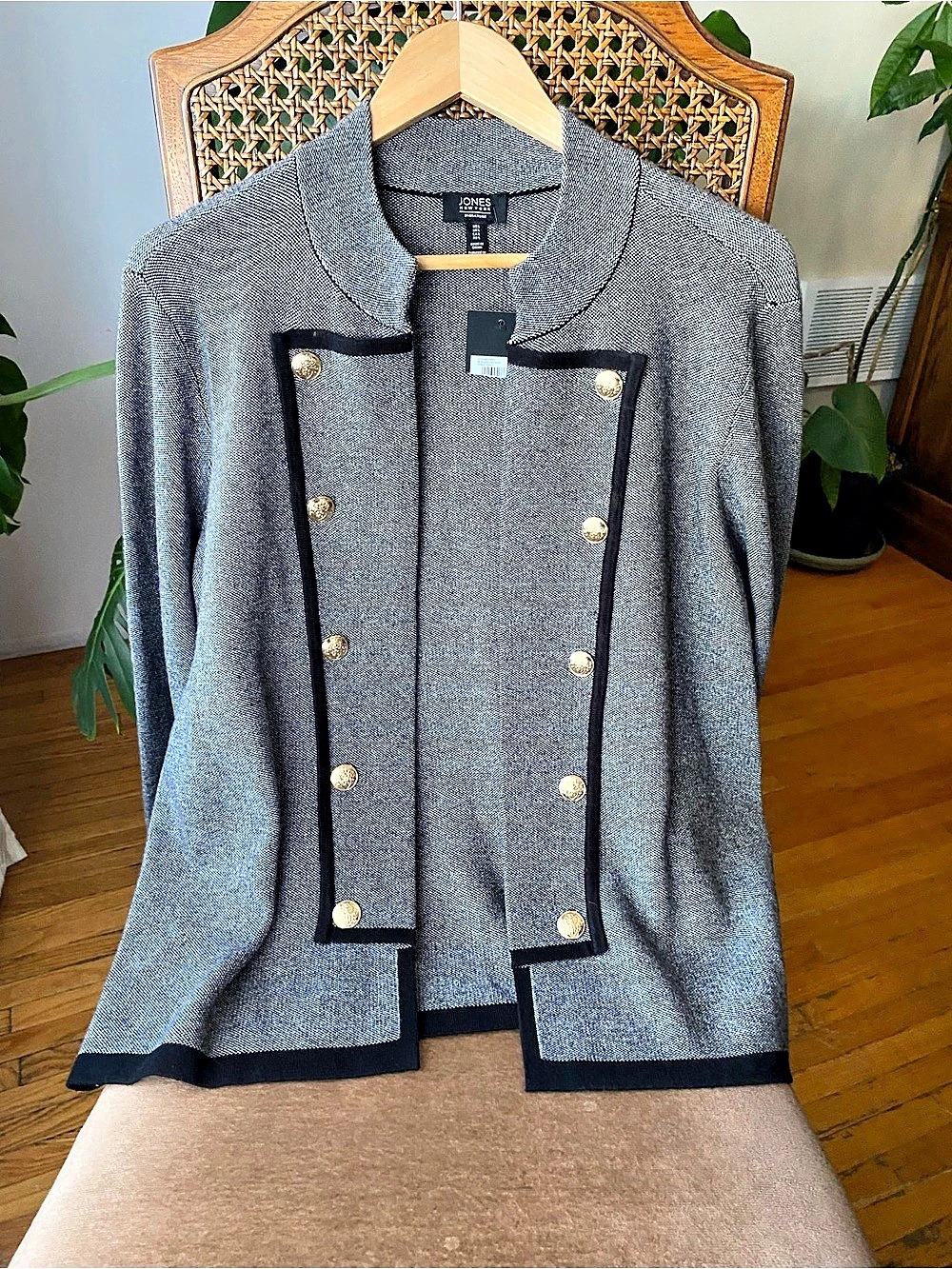 Jones New York Women's Blazer Gray & Black Size Large NWT